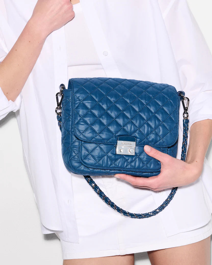 MZ Wallace French Blue Medium Crosby Lock Crossbody