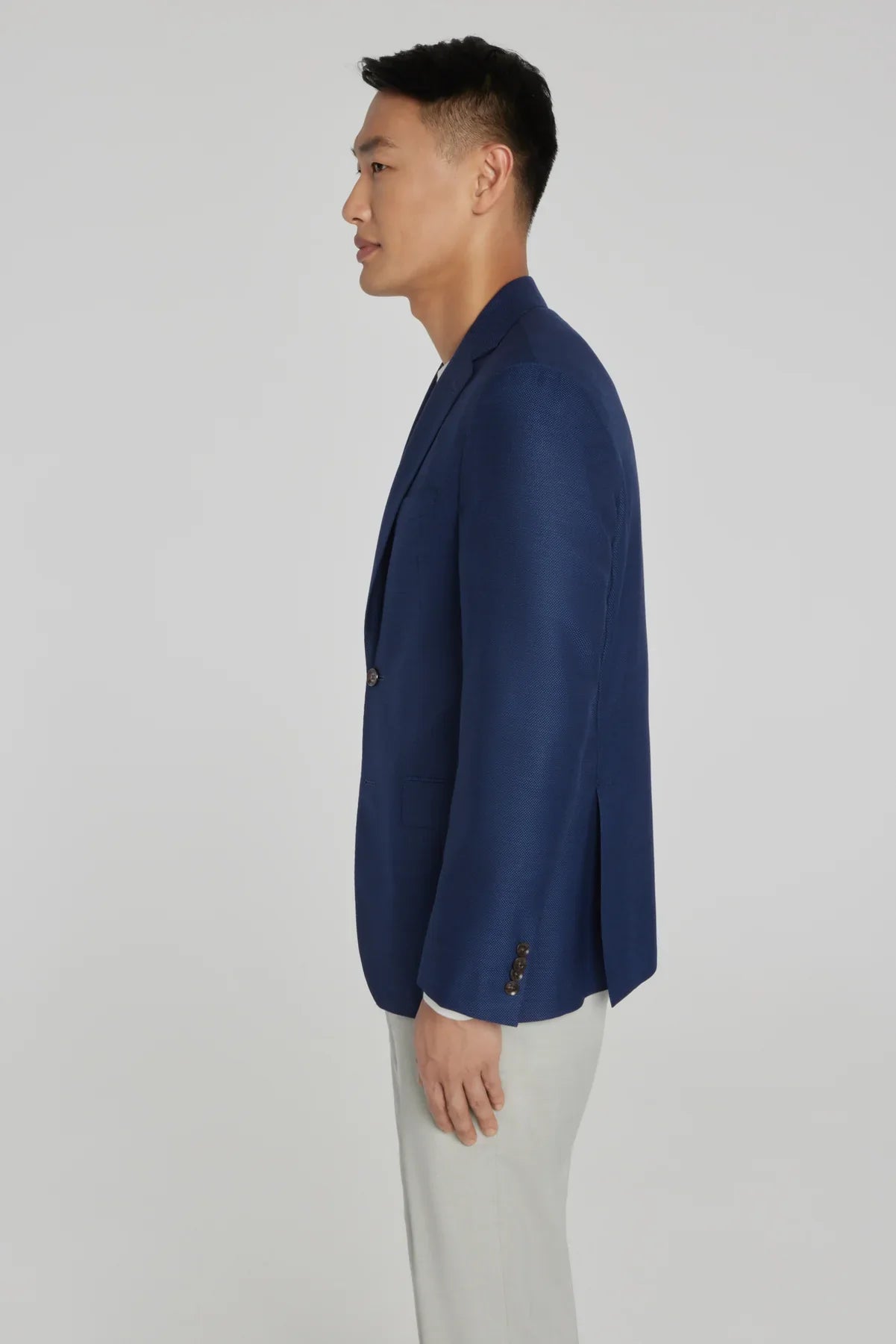 Jack Victor Navy Hopsack Midland Wool Travel Blazer