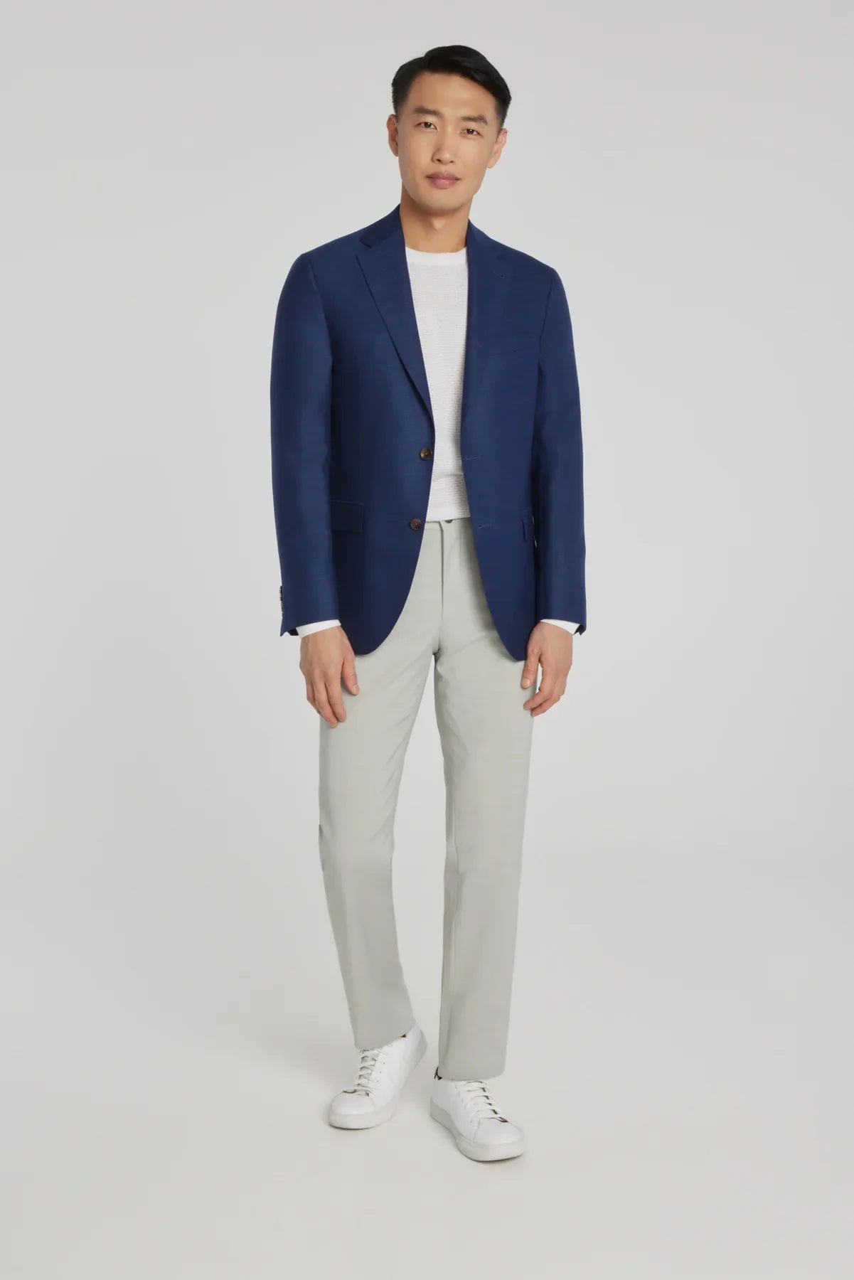 Jack Victor Navy Hopsack Midland Wool Travel Blazer