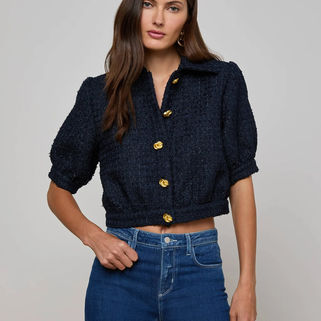 L'Agence Cove Cropped Tweed Jacket