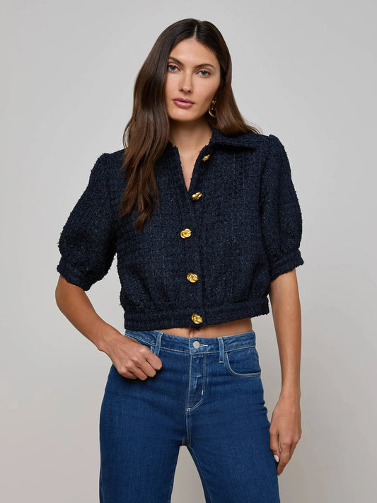 L'Agence Cove Cropped Tweed Jacket
