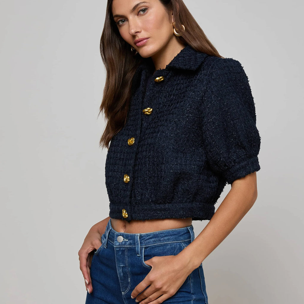 L'Agence Cove Cropped Tweed Jacket