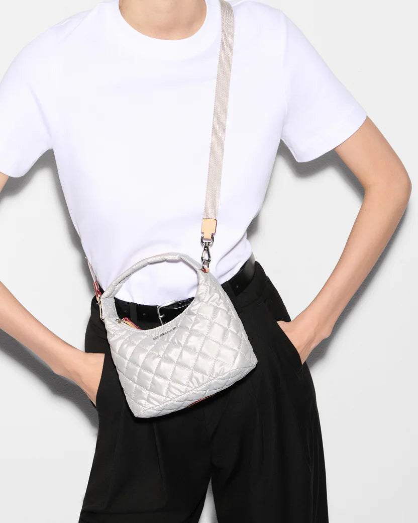 MZ Wallace Oyster Metallic Mini Metro Hobo