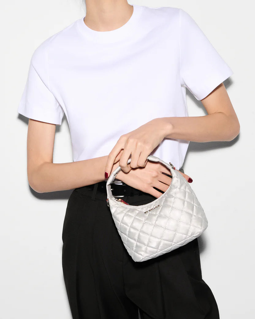 MZ Wallace Oyster Metallic Mini Metro Hobo