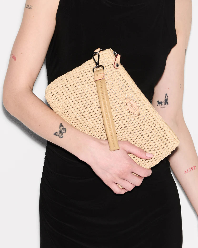 MZ Wallace Crochet/Camel Crochet Clutch