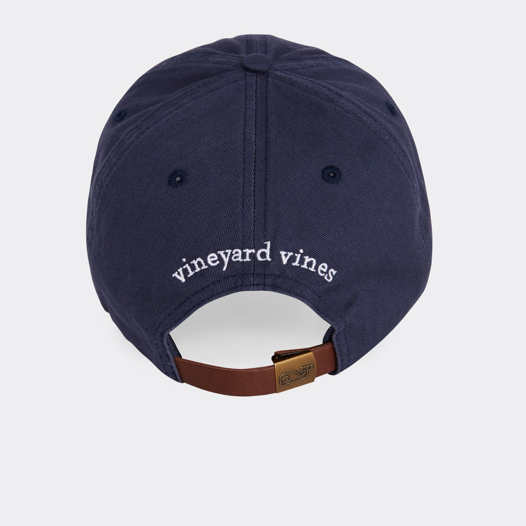 Vineyard Vines Whale Logo Leather Strap Baseball Hat