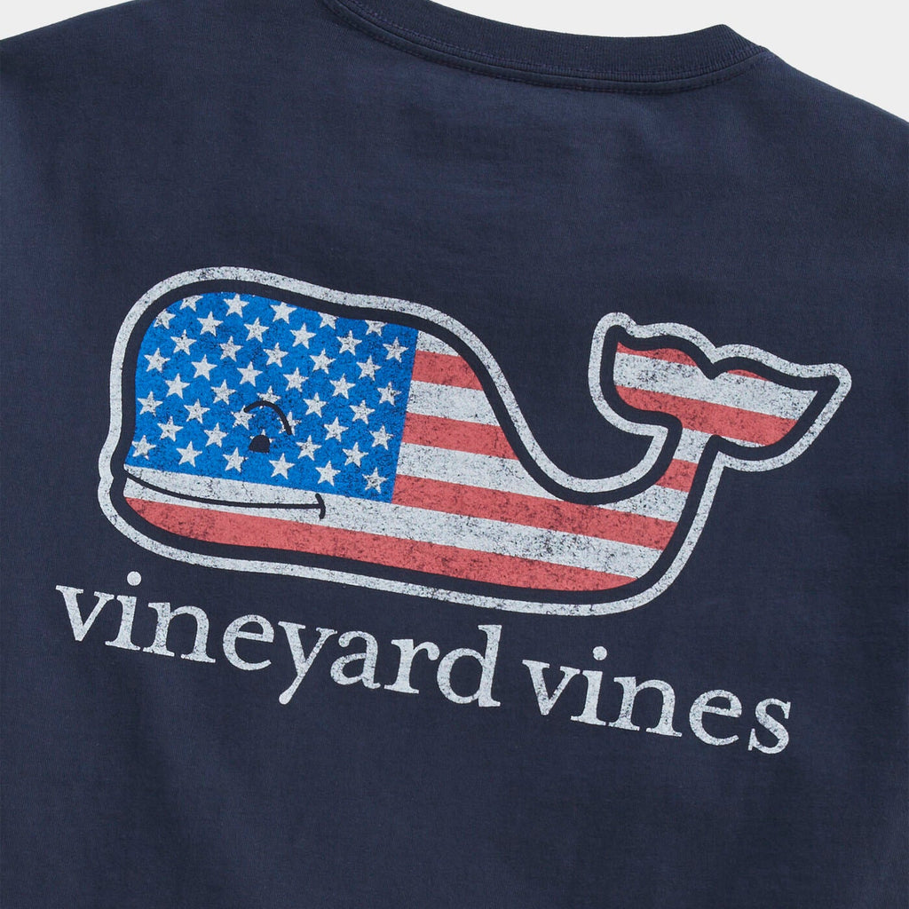 Vineyard Vines Flag Whale Short Sleeve Pocket Tee