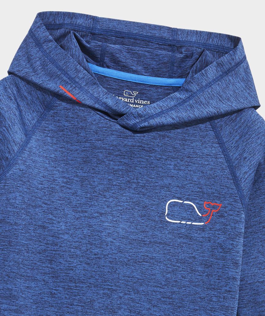 Vineyard Vines On-The-Go Whale Outline Long-Sleeve Harbor Performance Hoodie Tee