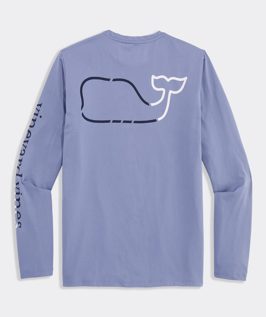Vineyard Vines On-The-Go Whale Outline Long-Sleeve Harbor Performance Tee