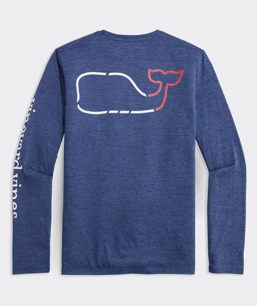 Vineyard Vines On-The-Go Whale Outline Long-Sleeve Harbor Performance Tee