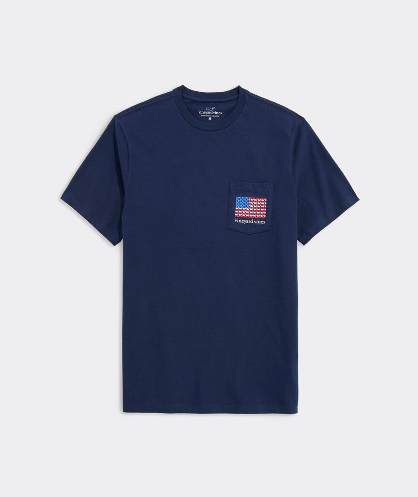Vineyard Vines Micro Whale American Flag Short-Sleeve Pocket Tee