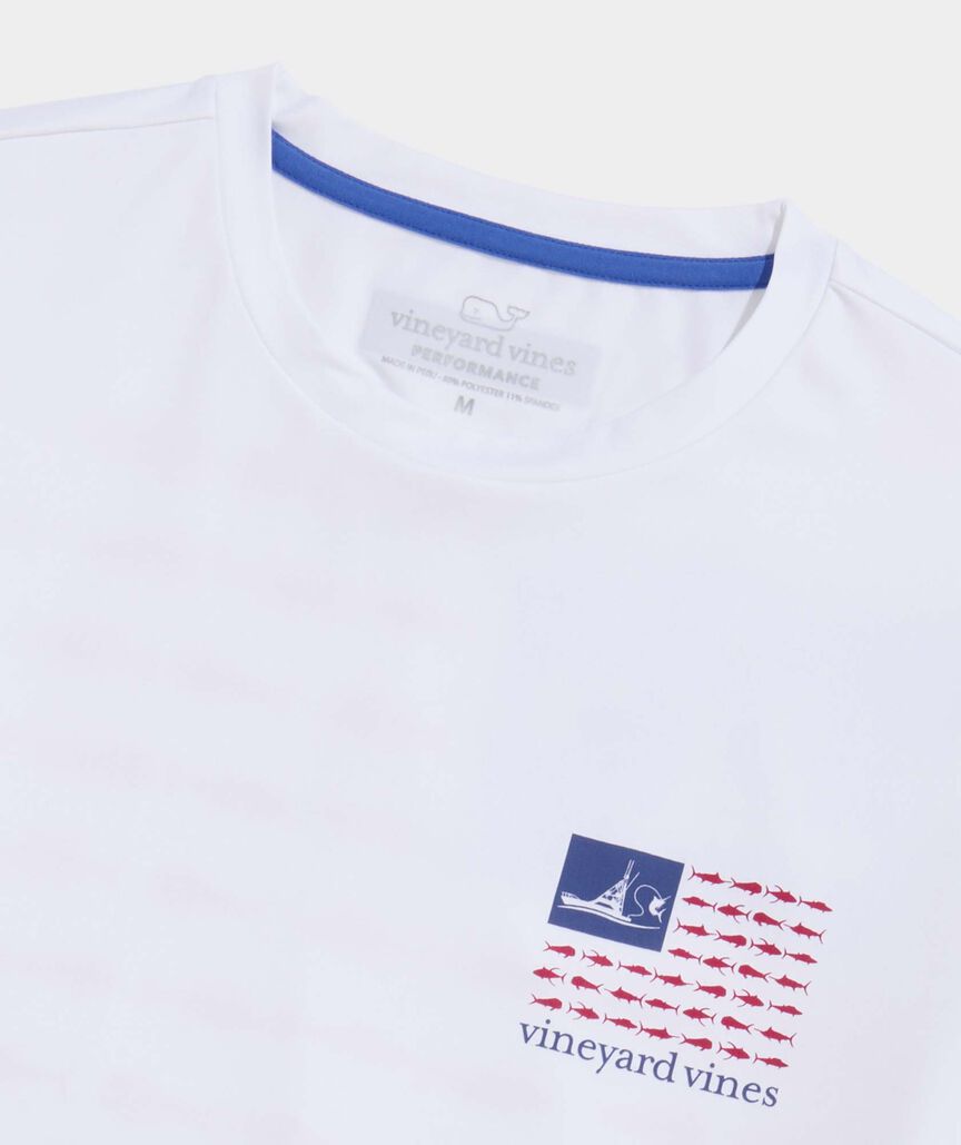 Vineyard Vines USA Sportfisher Flag Long-Sleeve Harbor Performance Tee