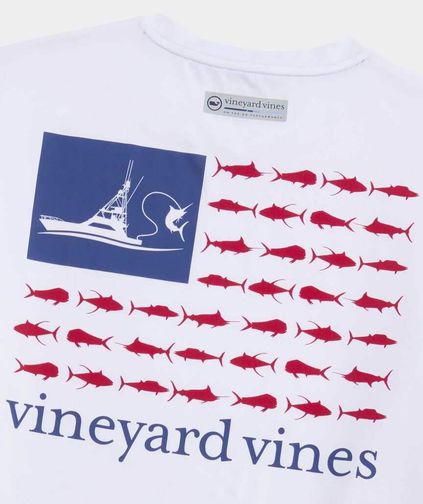 Vineyard Vines USA Sportfisher Flag Long-Sleeve Harbor Performance Tee