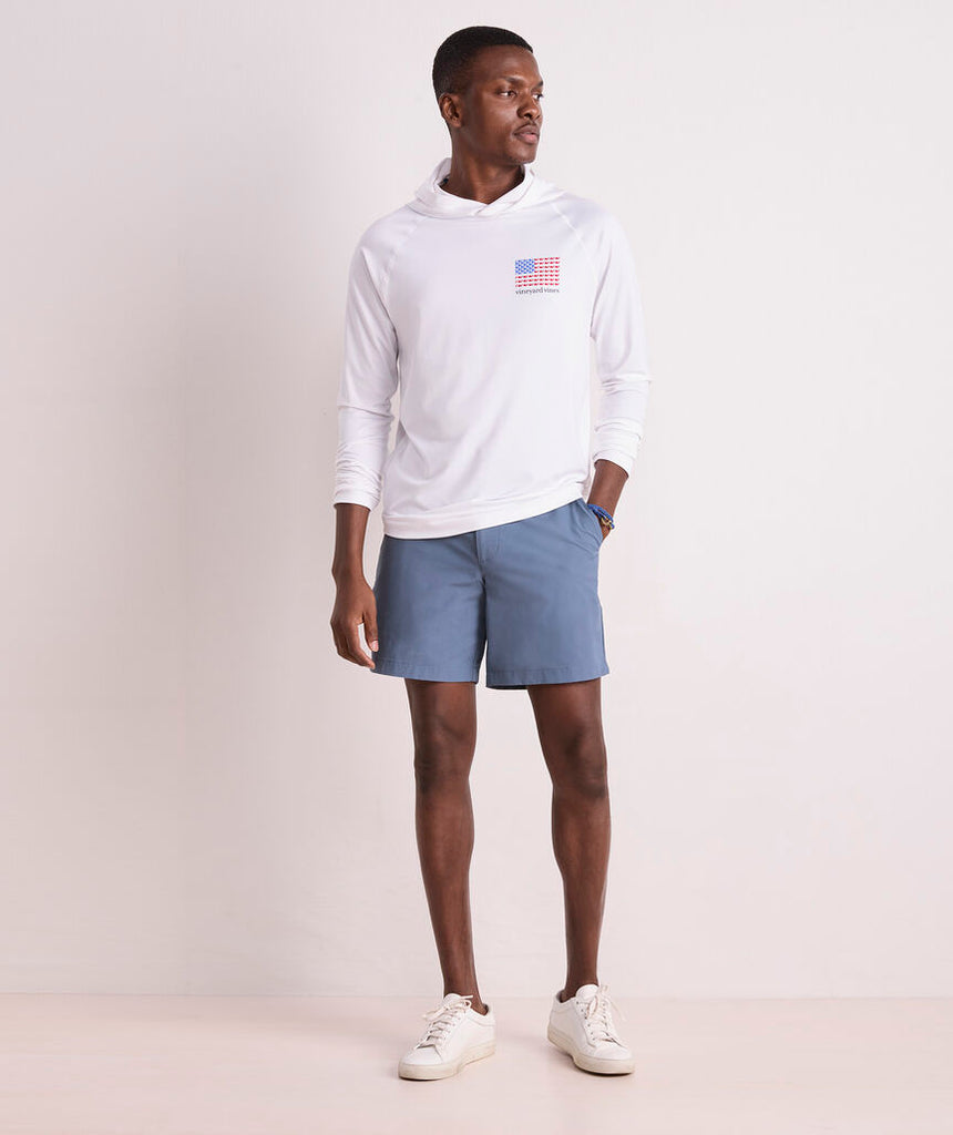 Vineyard Vines Micro Whale Flag Long-Sleeve Harbor Performance Hoodie Tee