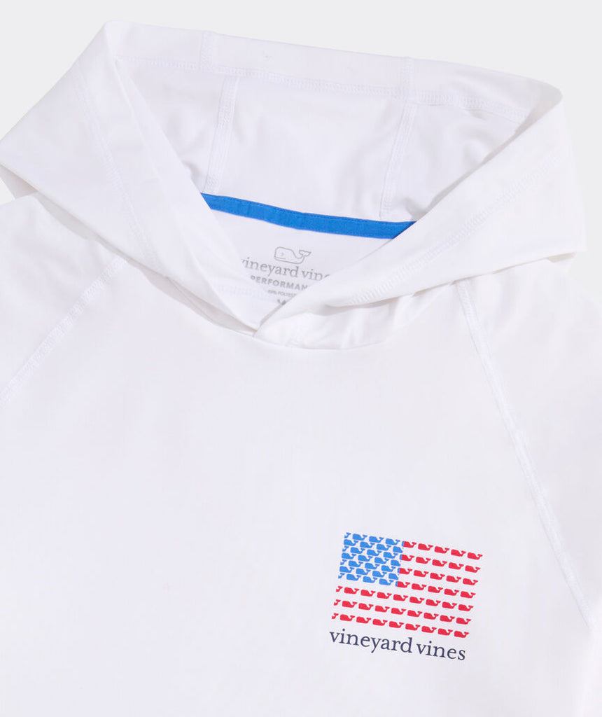 Vineyard Vines Micro Whale Flag Long-Sleeve Harbor Performance Hoodie Tee