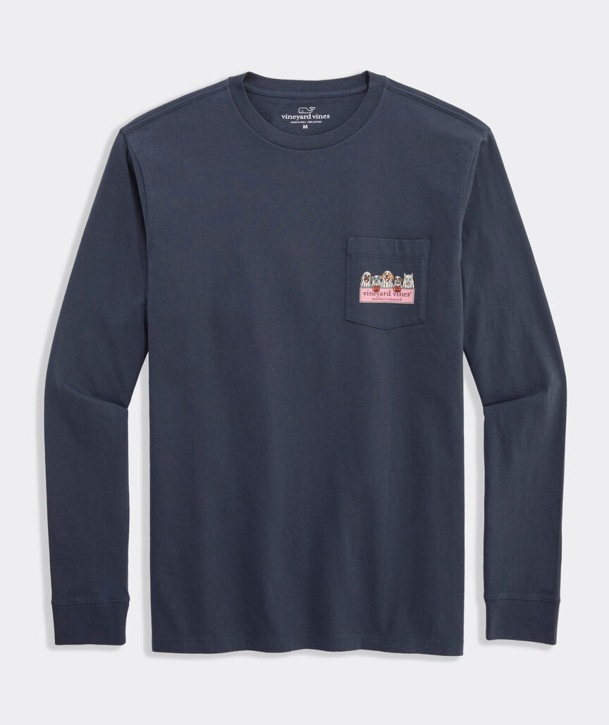 Vineyard Vines Ghost Pups Logo Box Long-Sleeve Pocket Tee