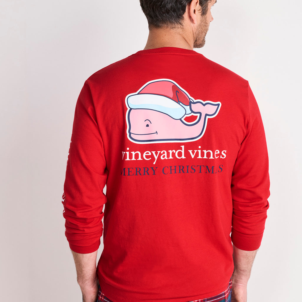 Vineyard Vines Santa Whale Long-Sleeve Pocket Tee