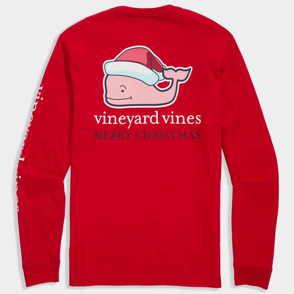 Vineyard Vines Santa Whale Long-Sleeve Pocket Tee