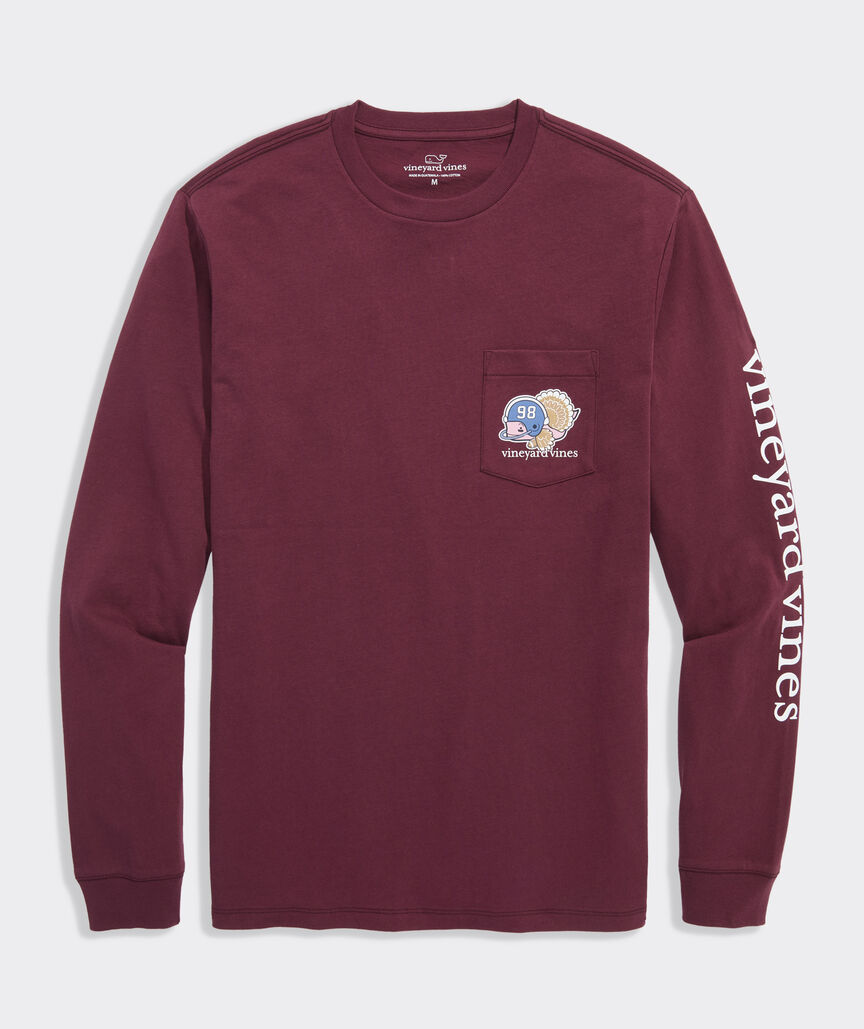 Vineyard Vines Football Turkey Whale Long-Sleeve Pocket Tee