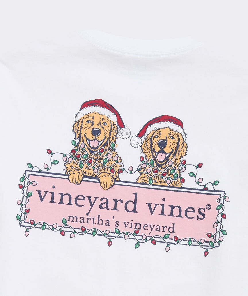 Vineyard Vines String Lights Pups Logo Box Long-Sleeve Pocket Tee