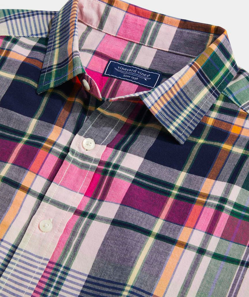 Vineyard Vines Cotton Madras Short-Sleeve Plaid Shirt