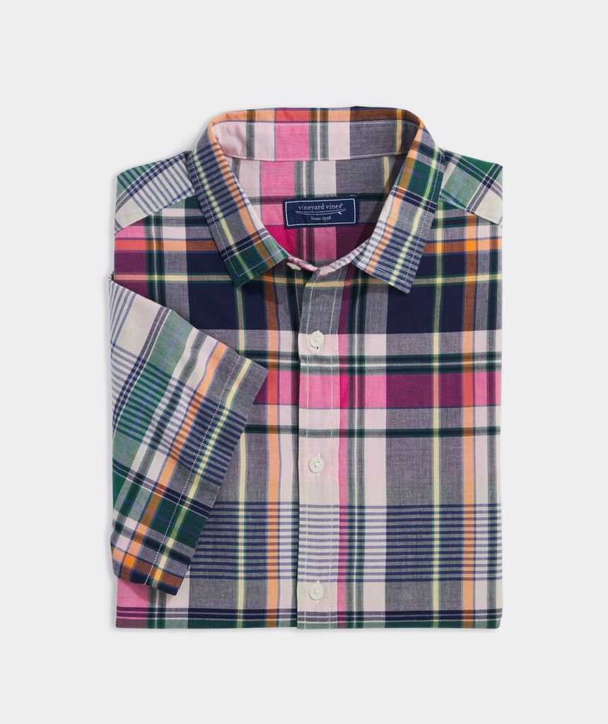 Vineyard Vines Cotton Madras Short-Sleeve Plaid Shirt