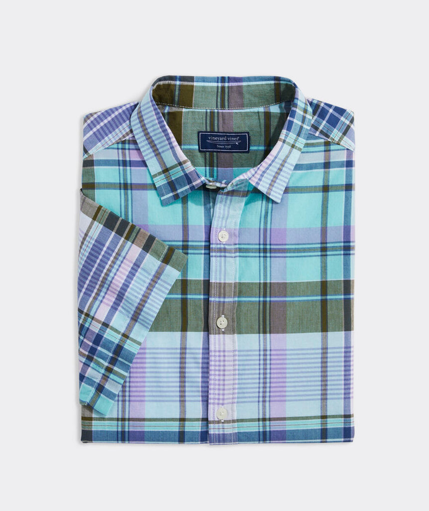 Vineyard Vines Cotton Madras Short-Sleeve Plaid Shirt