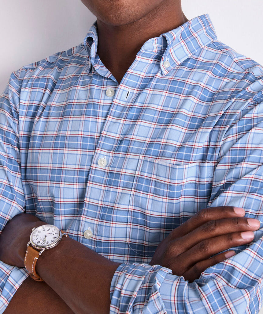 Vineyard Vines Plumeria Plaid Performance Cotton Shirt