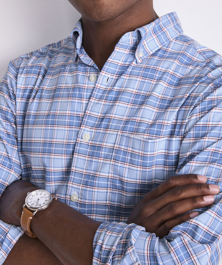 Vineyard Vines Plumeria Plaid Performance Cotton Shirt