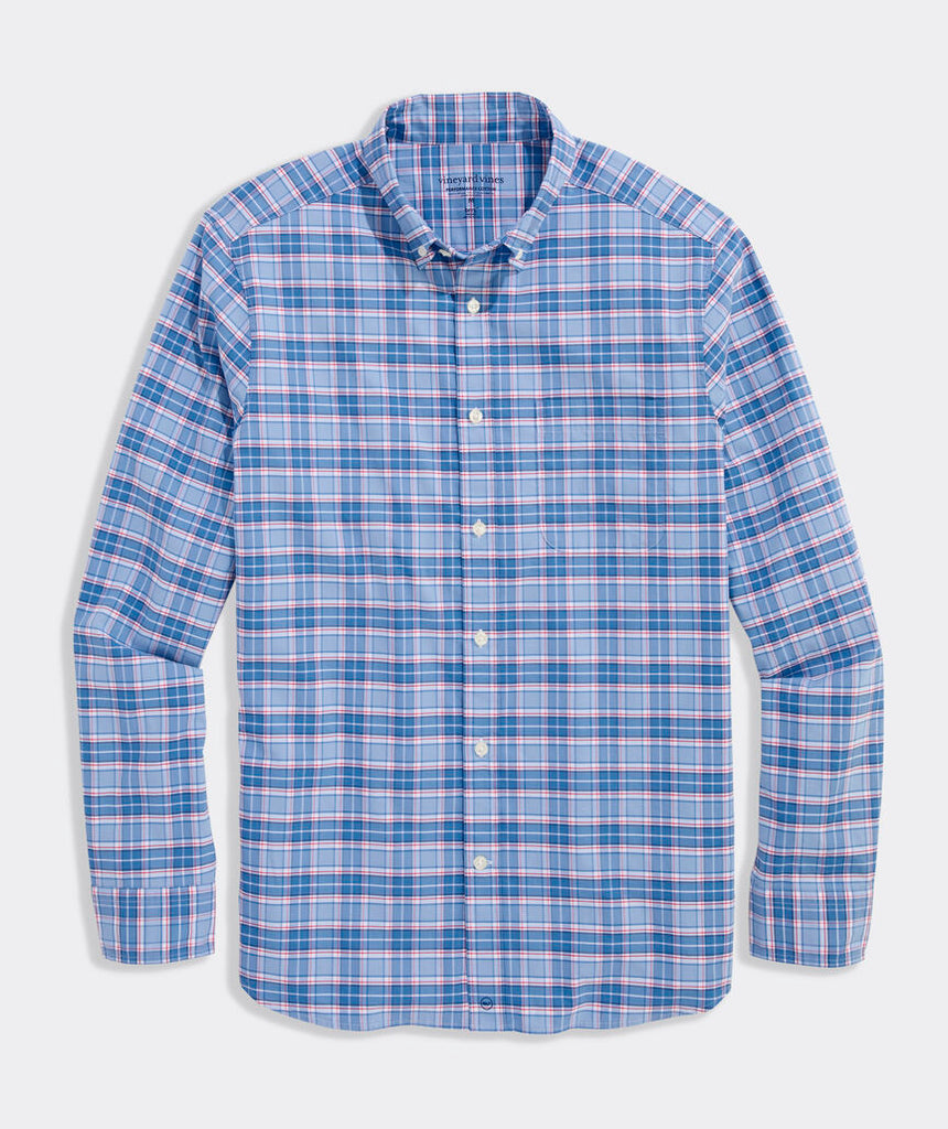 Vineyard Vines Plumeria Plaid Performance Cotton Shirt