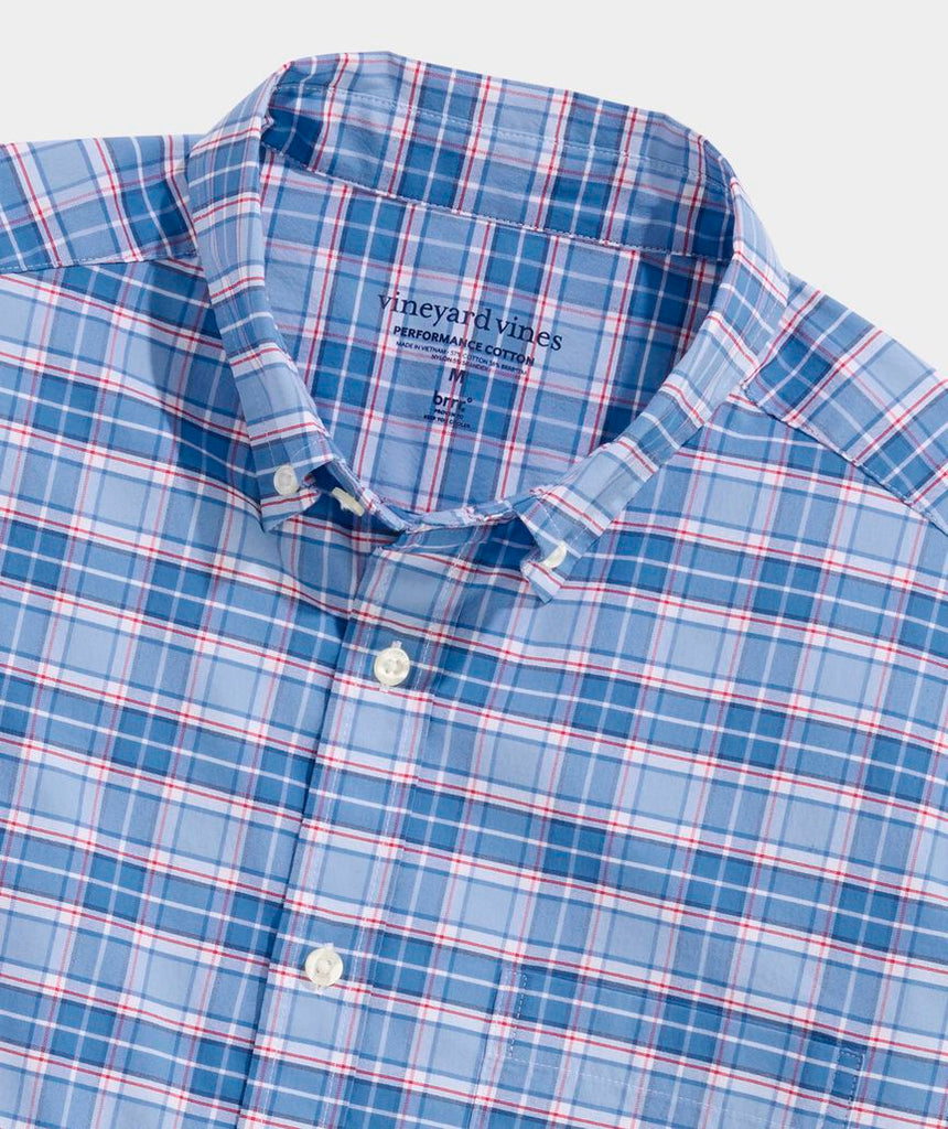 Vineyard Vines Plumeria Plaid Performance Cotton Shirt