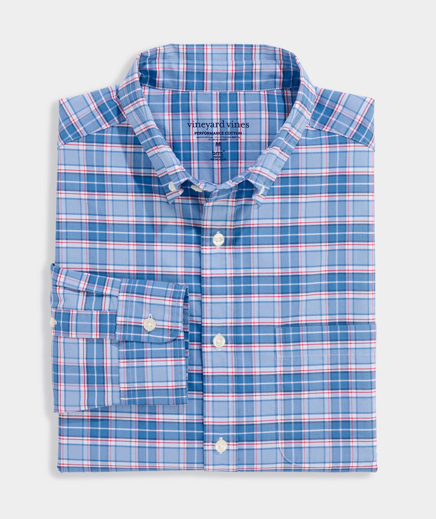 Vineyard Vines Plumeria Plaid Performance Cotton Shirt