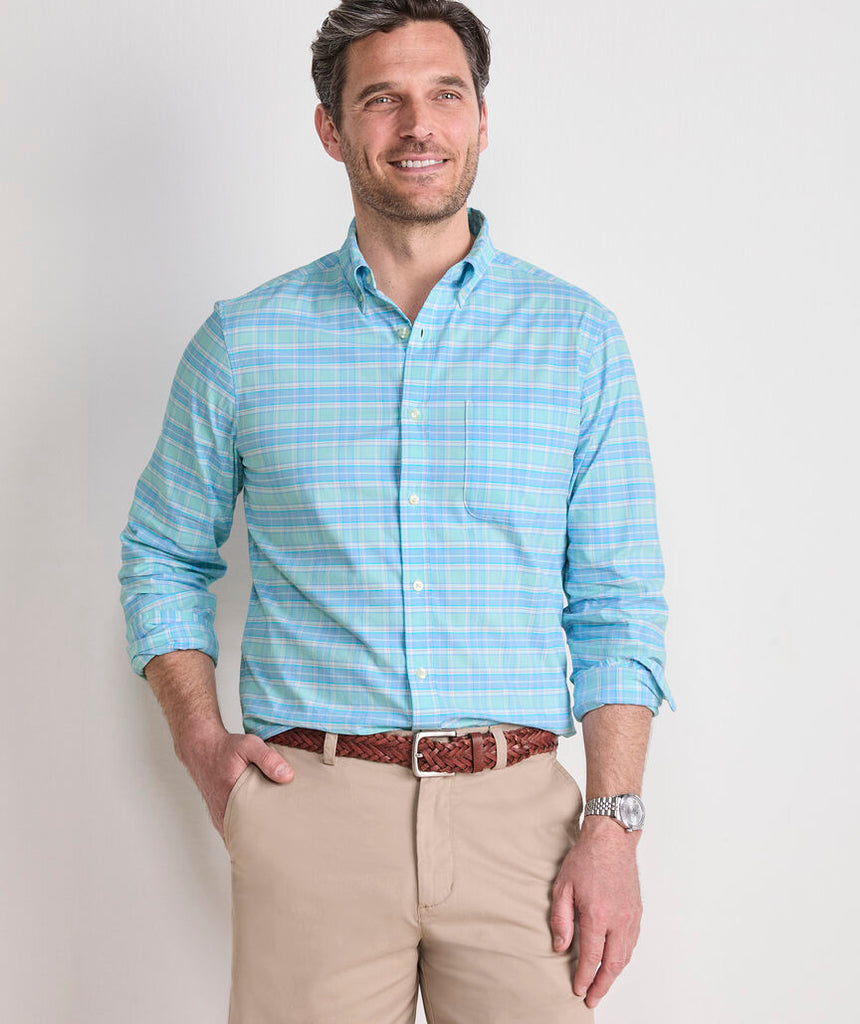 Vineyard Vines Plumeria Plaid Performance Cotton Shirt