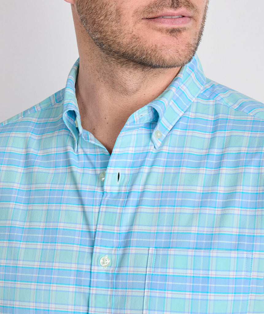 Vineyard Vines Plumeria Plaid Performance Cotton Shirt