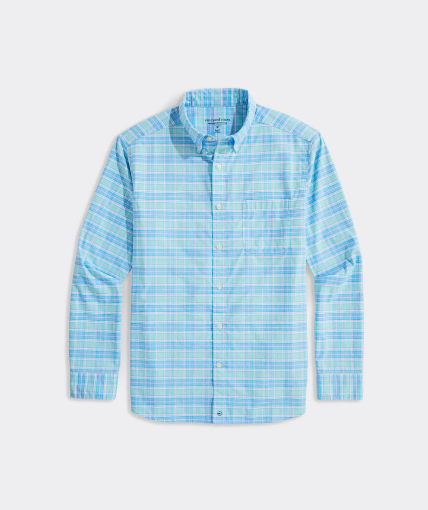 Vineyard Vines Plumeria Plaid Performance Cotton Shirt