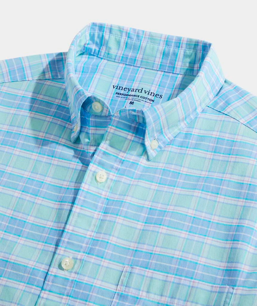 Vineyard Vines Plumeria Plaid Performance Cotton Shirt