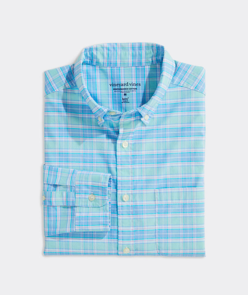 Vineyard Vines Plumeria Plaid Performance Cotton Shirt
