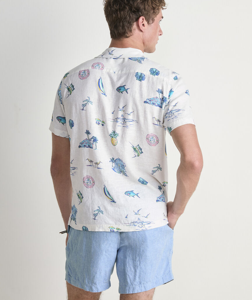 Vineyard Vines Gasparilla Icons Linen Blend Short-Sleeve Shirt