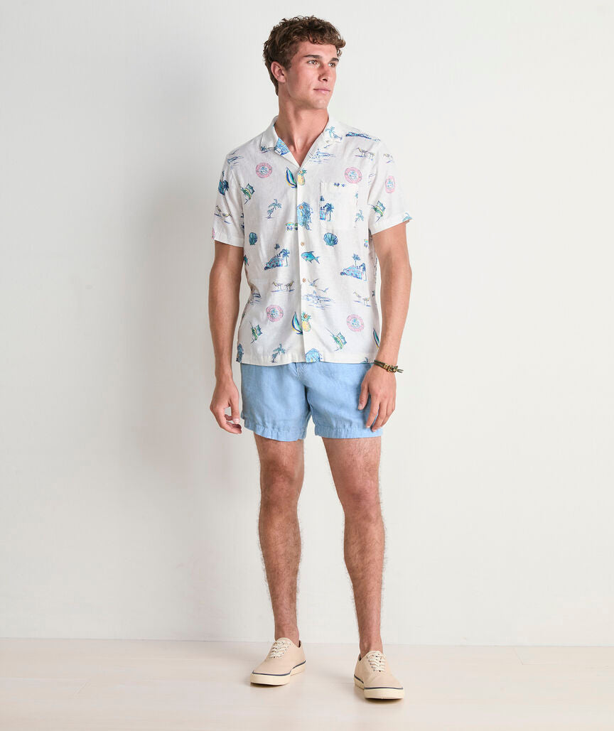 Vineyard Vines Gasparilla Icons Linen Blend Short-Sleeve Shirt