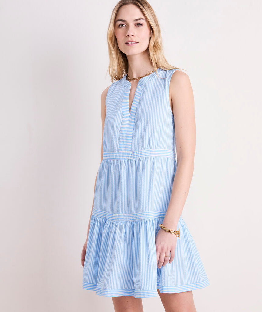 Vineyard Vines Harbor Seersucker Tiered Dress