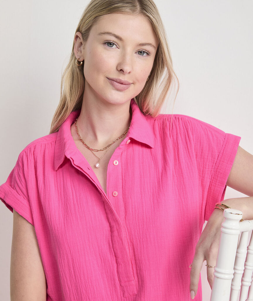 Vineyard Vines Margo Seastitch Double Gauze Shirtdress