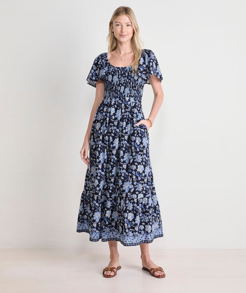 Vineyard Vines Ellen Flutter-Sleeve Maxi Dress