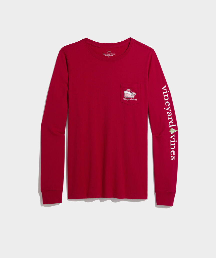 Vineyard Vines Women's Santa Whale Long-Sleeve Pocket Tee