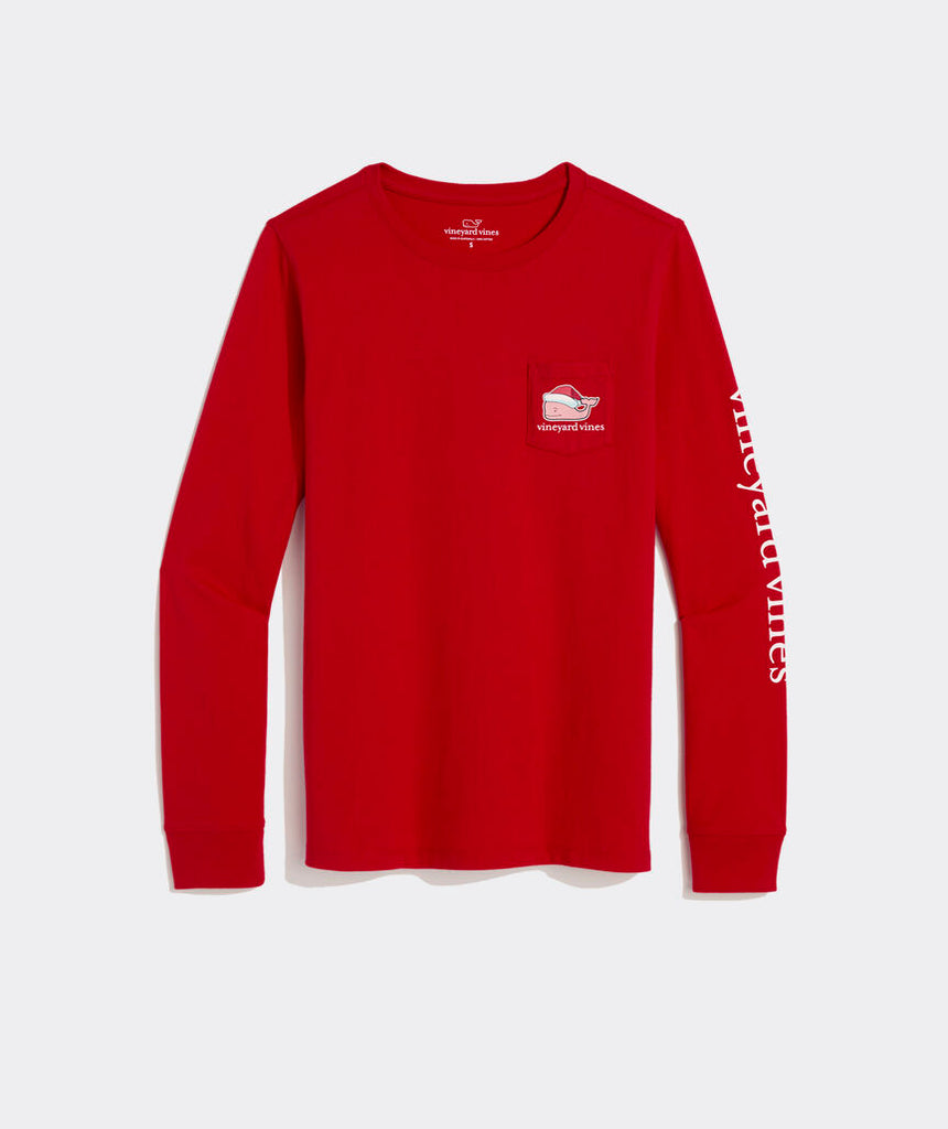 Vineyard Vines Women's Santa Whale Long-Sleeve Pocket Tee