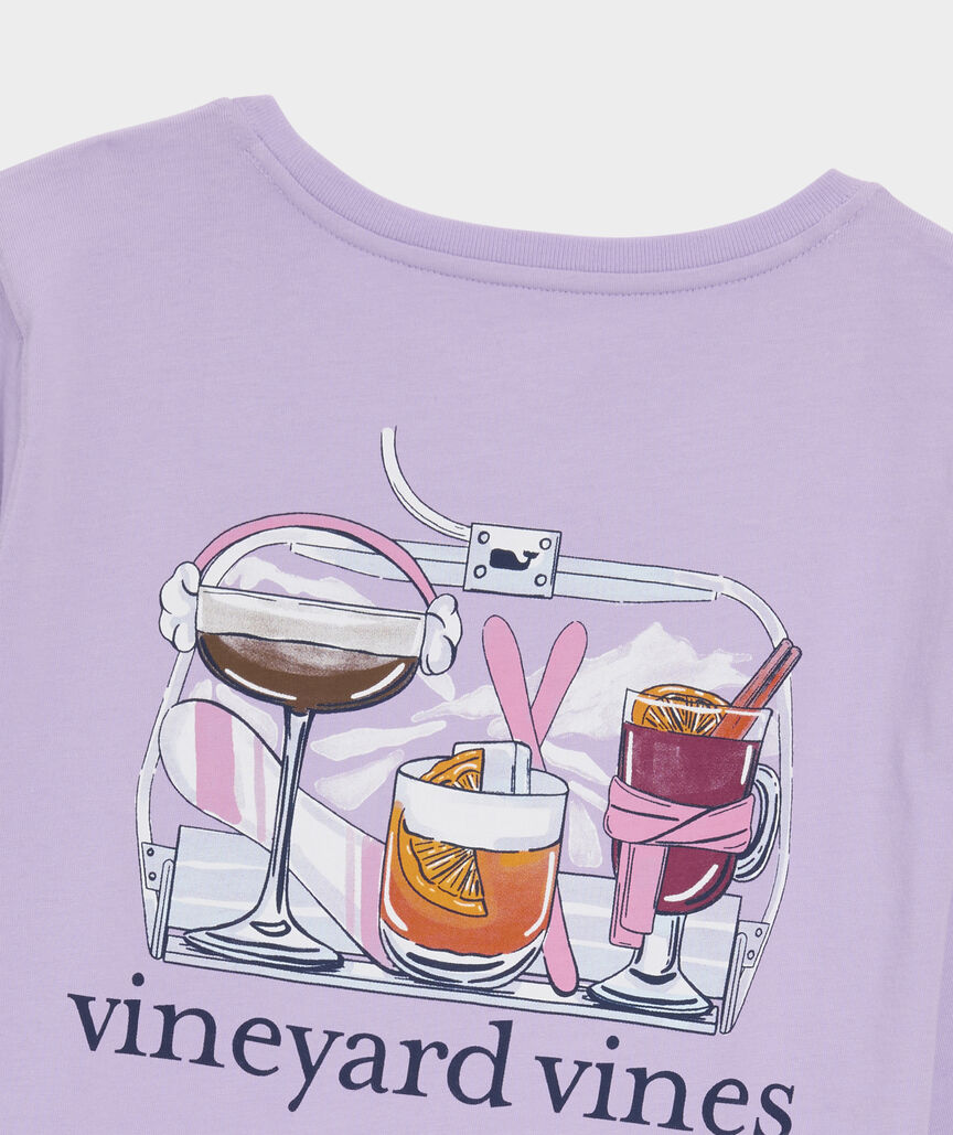 Vineyard Vines Women's Ski Lift Cocktails Long-Sleeve Pocket Tee