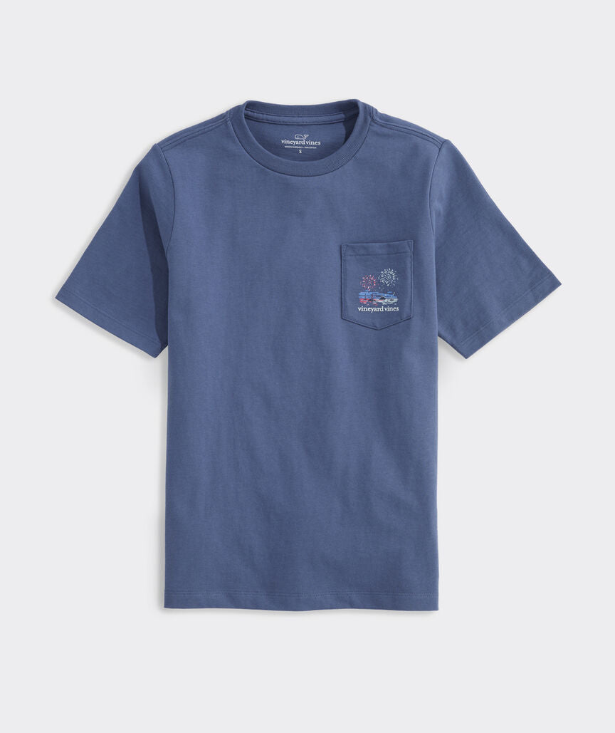 Vineyard Vines Boys' Glow-In-The-Dark Beach Fireworks Whale Short-Sleeve Pocket Tee