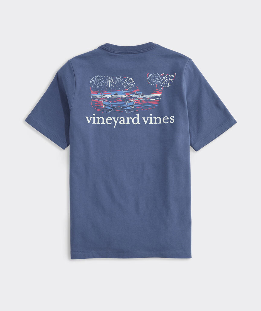 Vineyard Vines Boys' Glow-In-The-Dark Beach Fireworks Whale Short-Sleeve Pocket Tee