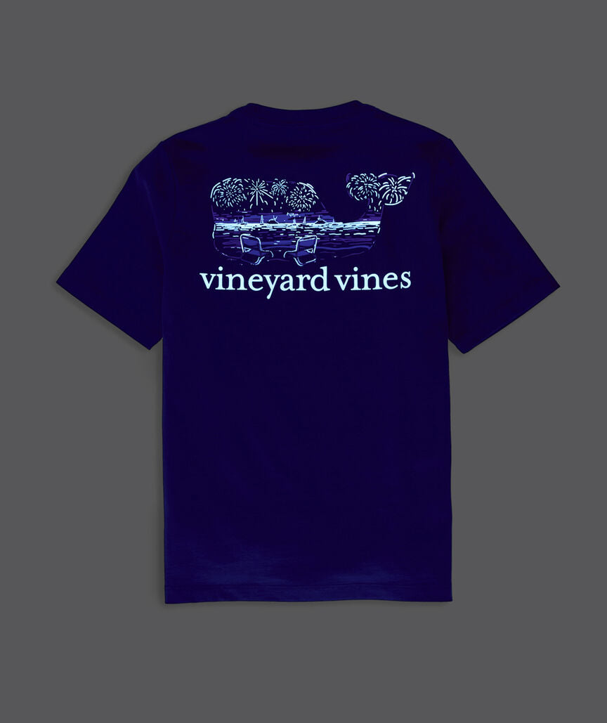 Vineyard Vines Boys' Glow-In-The-Dark Beach Fireworks Whale Short-Sleeve Pocket Tee