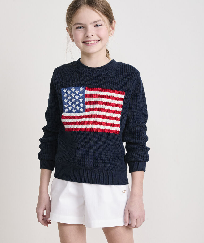 Vineyard Vines Girls' Cotton Americana Rollneck Sweater