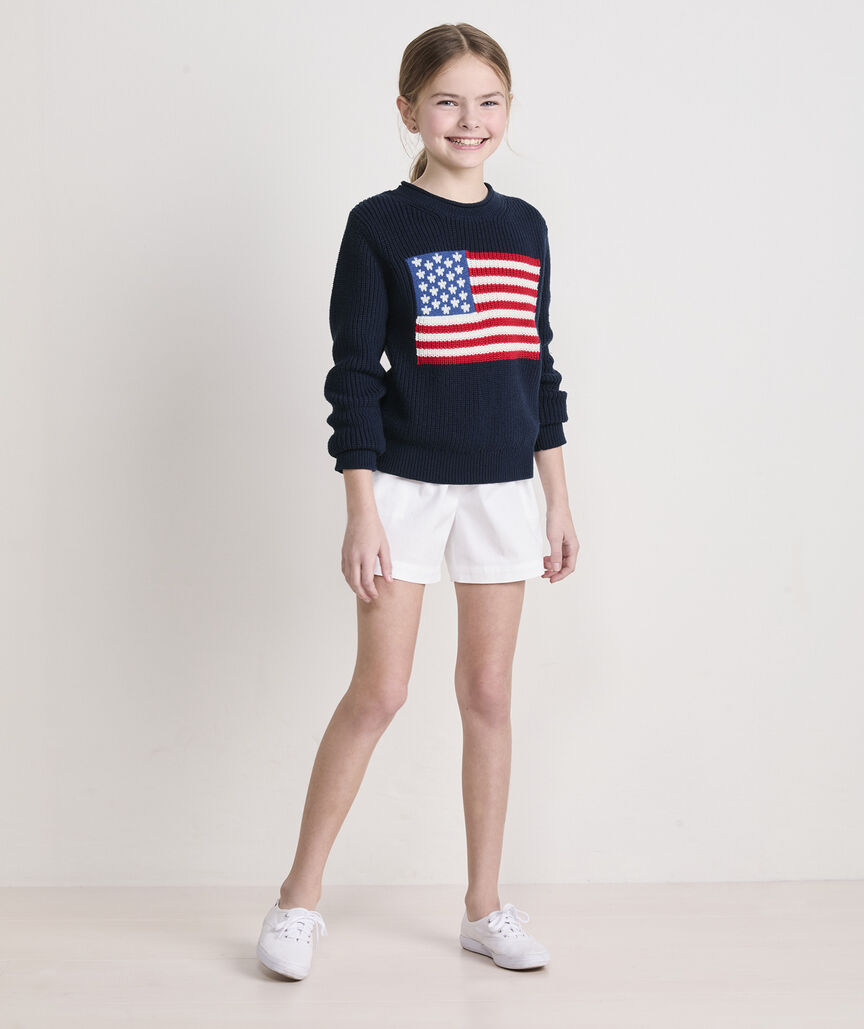 Vineyard Vines Girls' Cotton Americana Rollneck Sweater